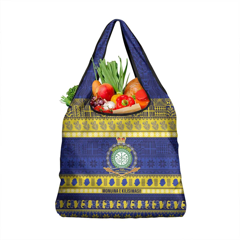 Niue Christmas Grocery Bag Monuina e Kilisimasi Hiapo Motifs LT14 1-pack One Size Blue - Polynesian Pride