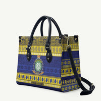 Niue Christmas Leather Bag Monuina e Kilisimasi Hiapo Motifs LT14 Blue - Polynesian Pride