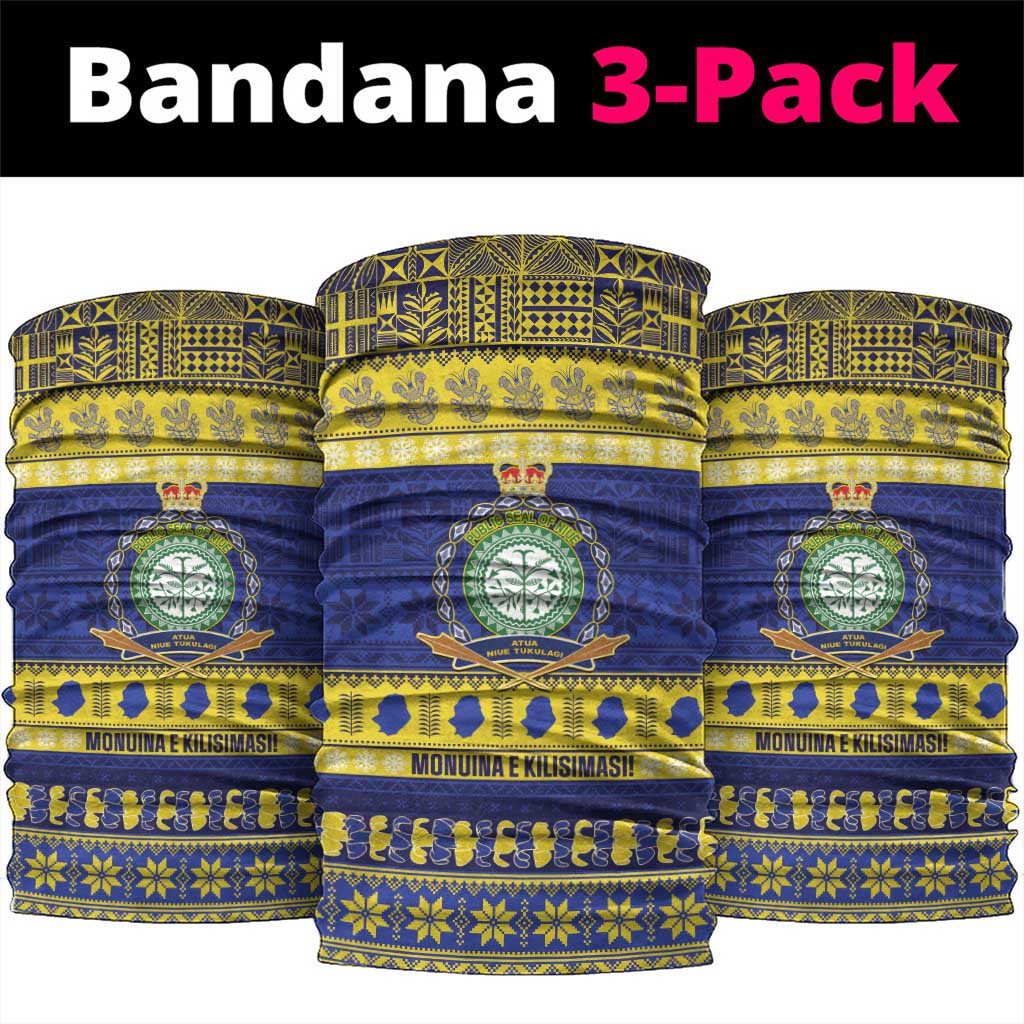 Niue Christmas Neck Gaiter Monuina e Kilisimasi Hiapo Motifs LT14 package One Size: 25*50cm Blue - Polynesian Pride