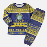 Niue Christmas Pajama Set Monuina e Kilisimasi Hiapo Motifs LT14 Men Blue - Polynesian Pride