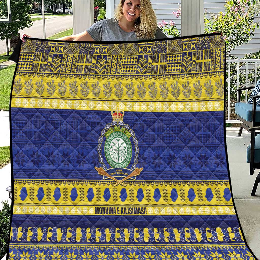 Niue Christmas Quilt Monuina e Kilisimasi Hiapo Motifs LT14 Blue - Polynesian Pride