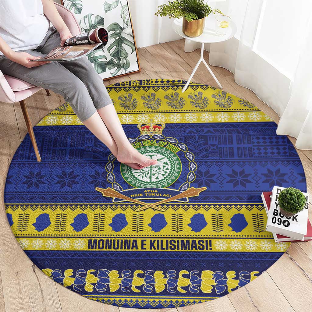 Niue Christmas Round Carpet Monuina e Kilisimasi Hiapo Motifs LT14 - Polynesian Pride