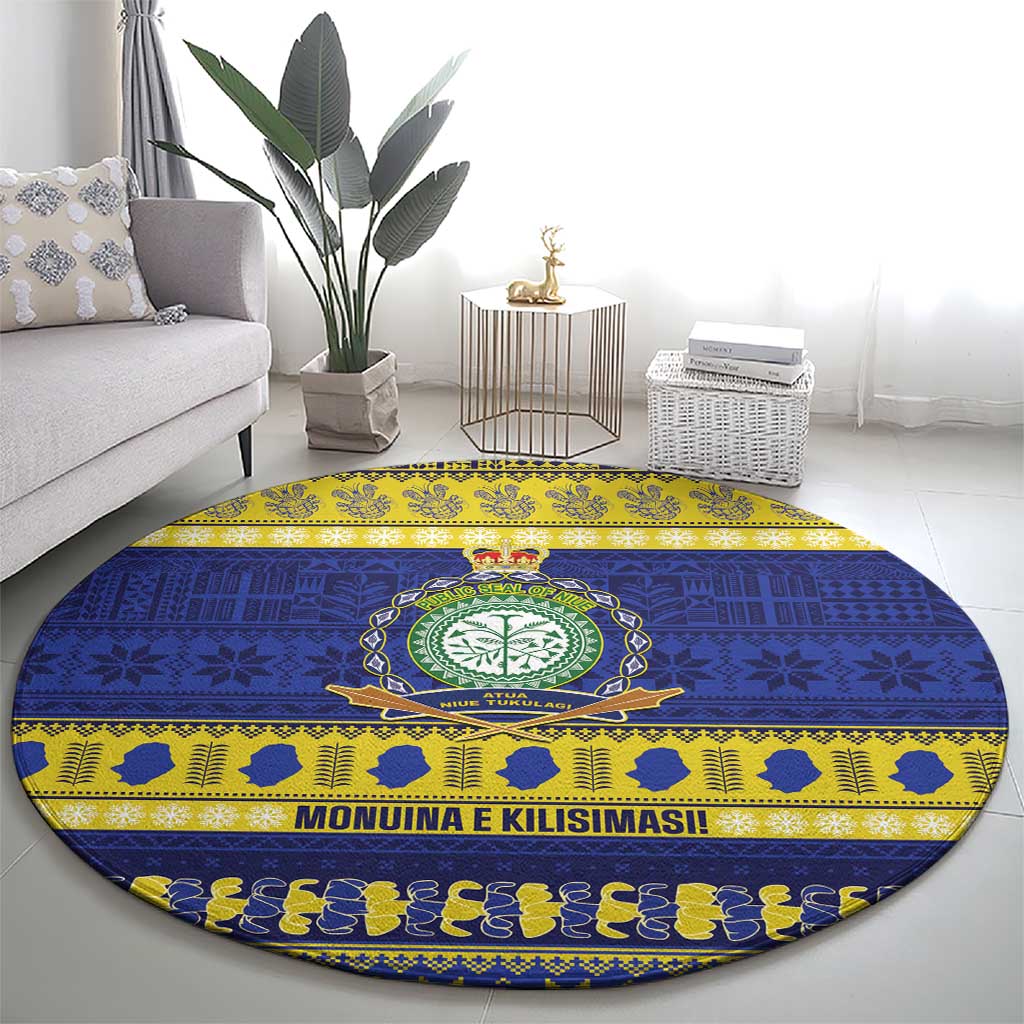 Niue Christmas Round Carpet Monuina e Kilisimasi Hiapo Motifs LT14 - Polynesian Pride