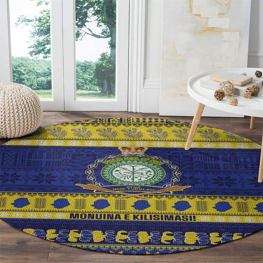 Niue Christmas Round Carpet Monuina e Kilisimasi Hiapo Motifs LT14 - Polynesian Pride