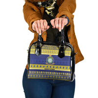 Niue Christmas Shoulder Handbag Monuina e Kilisimasi Hiapo Motifs LT14 One Size Blue - Polynesian Pride