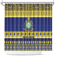 Niue Christmas Shower Curtain Monuina e Kilisimasi Hiapo Motifs LT14 Blue - Polynesian Pride