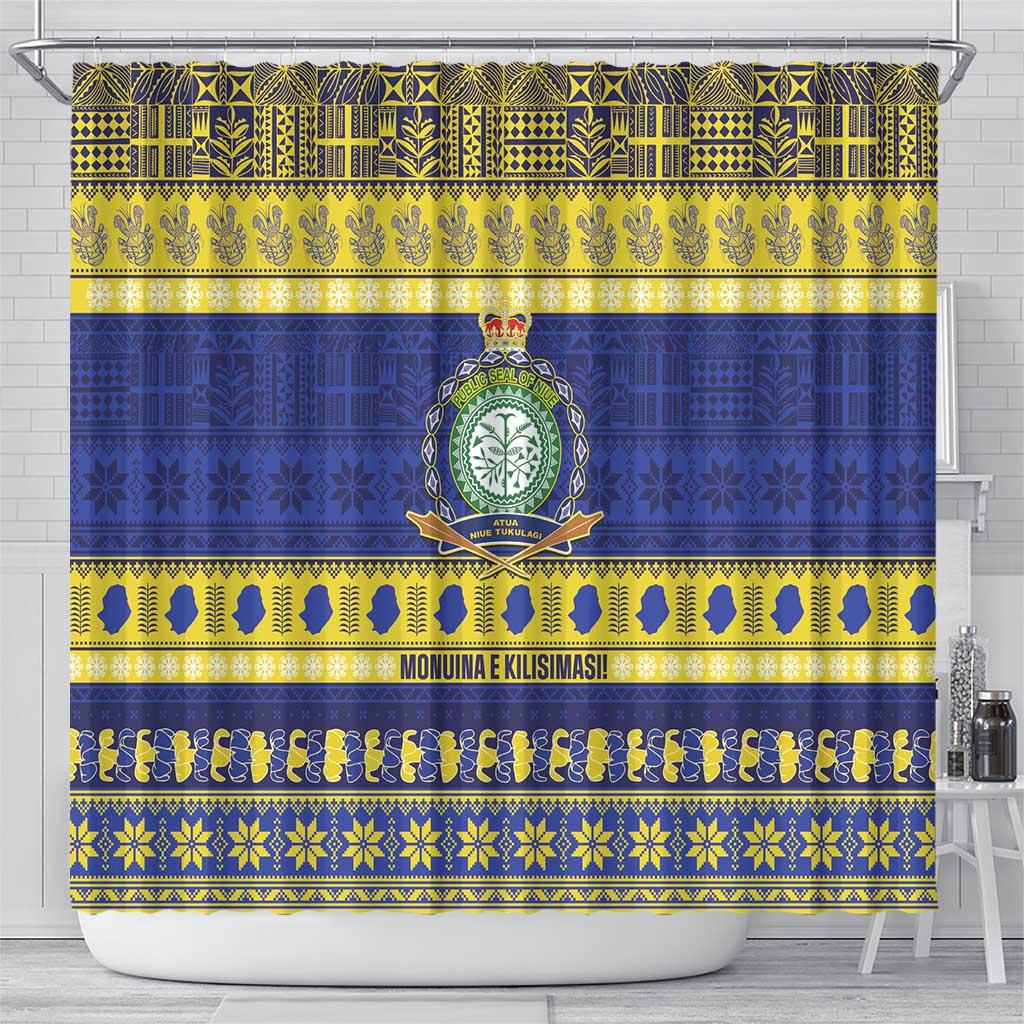 Niue Christmas Shower Curtain Monuina e Kilisimasi Hiapo Motifs LT14 - Polynesian Pride