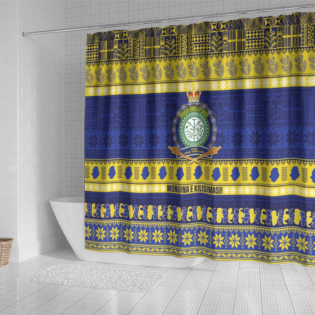 Niue Christmas Shower Curtain Monuina e Kilisimasi Hiapo Motifs LT14 - Polynesian Pride