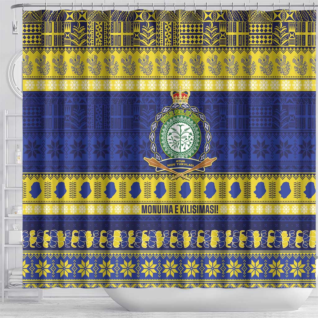 Niue Christmas Shower Curtain Monuina e Kilisimasi Hiapo Motifs LT14 - Polynesian Pride