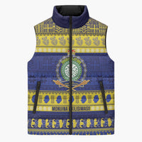 Niue Christmas Sleeveless Puffer Jacket Monuina e Kilisimasi Hiapo Motifs LT14 Unisex Blue - Polynesian Pride