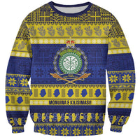 Niue Christmas Sweatshirt Monuina e Kilisimasi Hiapo Motifs LT14 Unisex Blue - Polynesian Pride
