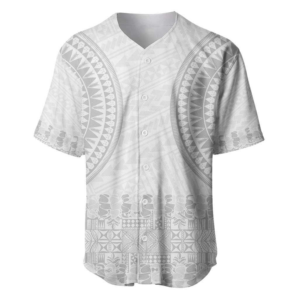 Niue White Sunday Baseball Jersey Tapu Fanau Ia Puakenikeni Hiapo Pattern LT14 White - Polynesian Pride