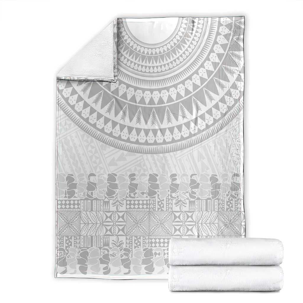 Niue White Sunday Blanket Tapu Fanau Ia Puakenikeni Hiapo Pattern LT14 - Polynesian Pride