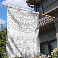Niue White Sunday Garden Flag Tapu Fanau Ia Puakenikeni Hiapo Pattern LT14 - Polynesian Pride