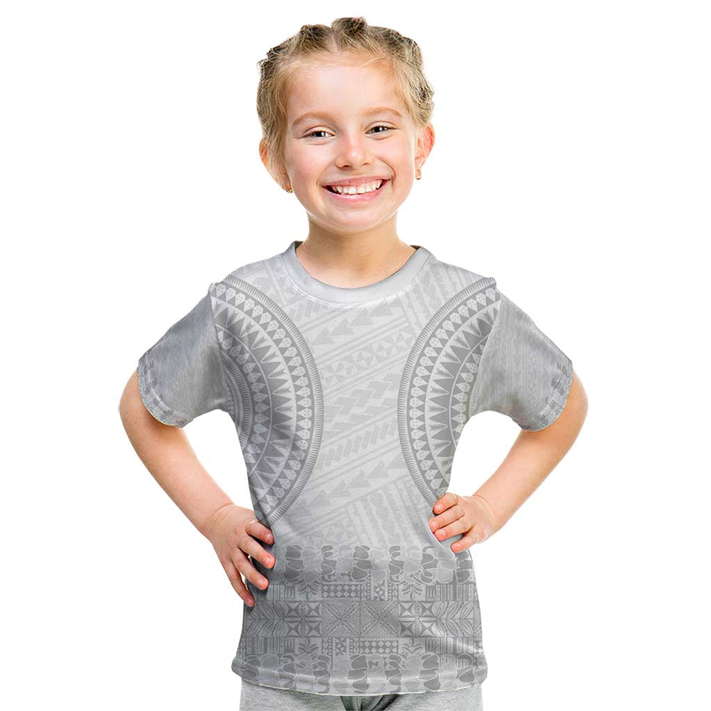 Niue White Sunday Kid T Shirt Tapu Fanau Ia Puakenikeni Hiapo Pattern LT14 White - Polynesian Pride