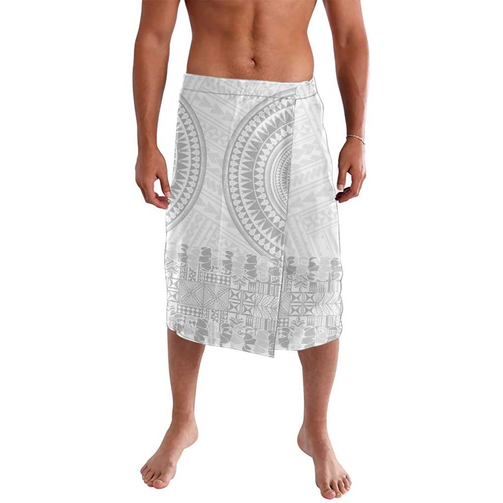 Niue White Sunday Lavalava Tapu Fanau Ia Puakenikeni Hiapo Pattern LT14 White - Polynesian Pride