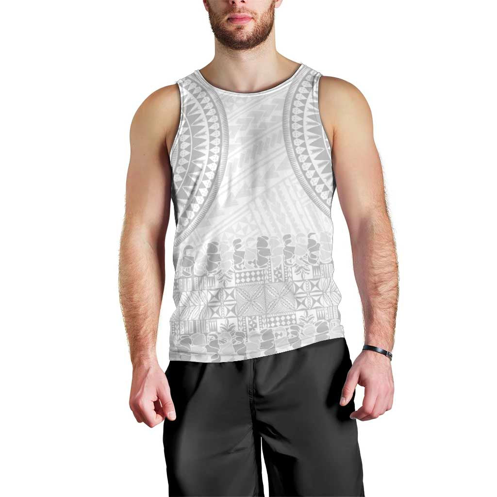 Niue White Sunday Men Tank Top Tapu Fanau Ia Puakenikeni Hiapo Pattern LT14 - Polynesian Pride