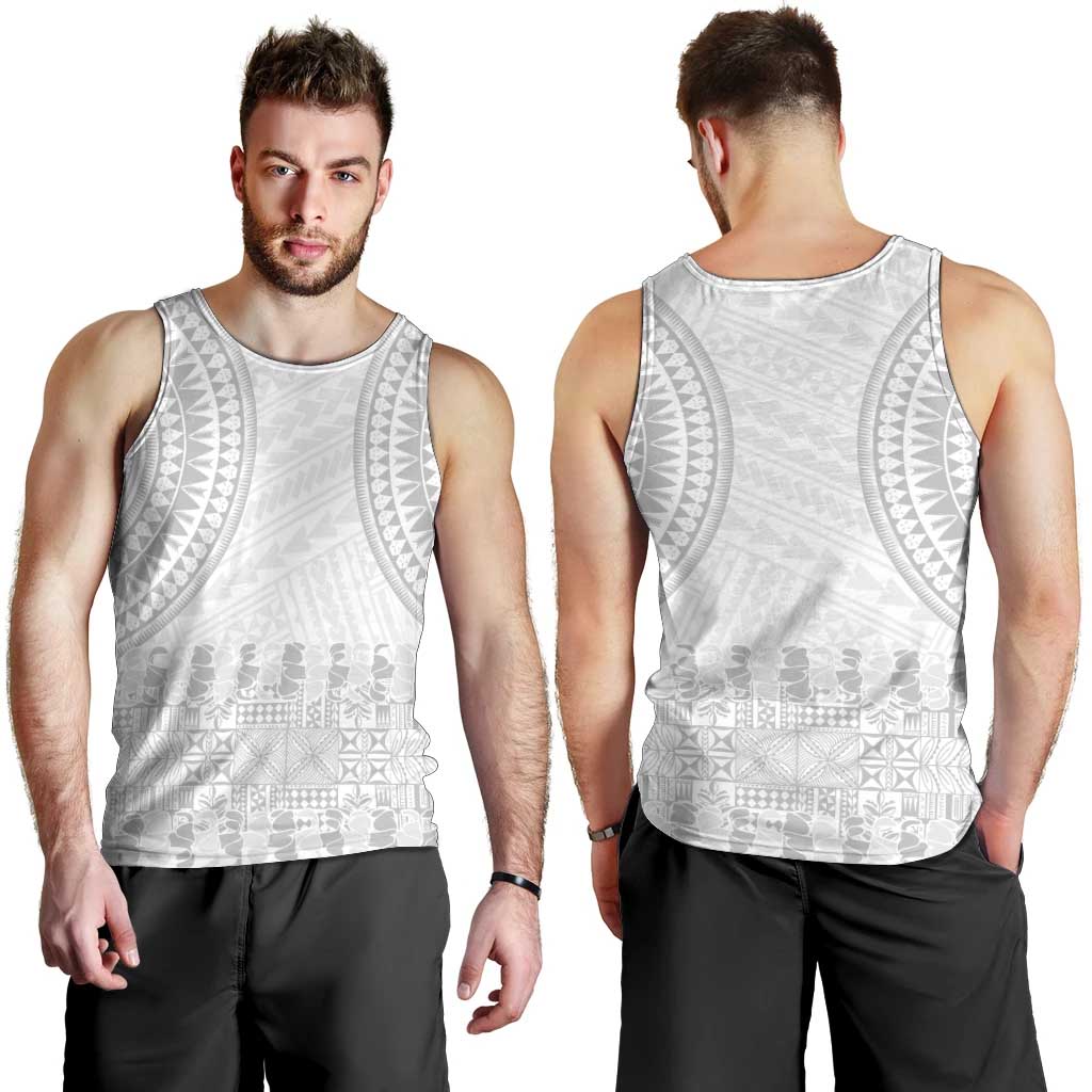 Niue White Sunday Men Tank Top Tapu Fanau Ia Puakenikeni Hiapo Pattern LT14 - Polynesian Pride