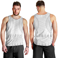 Niue White Sunday Men Tank Top Tapu Fanau Ia Puakenikeni Hiapo Pattern LT14 - Polynesian Pride