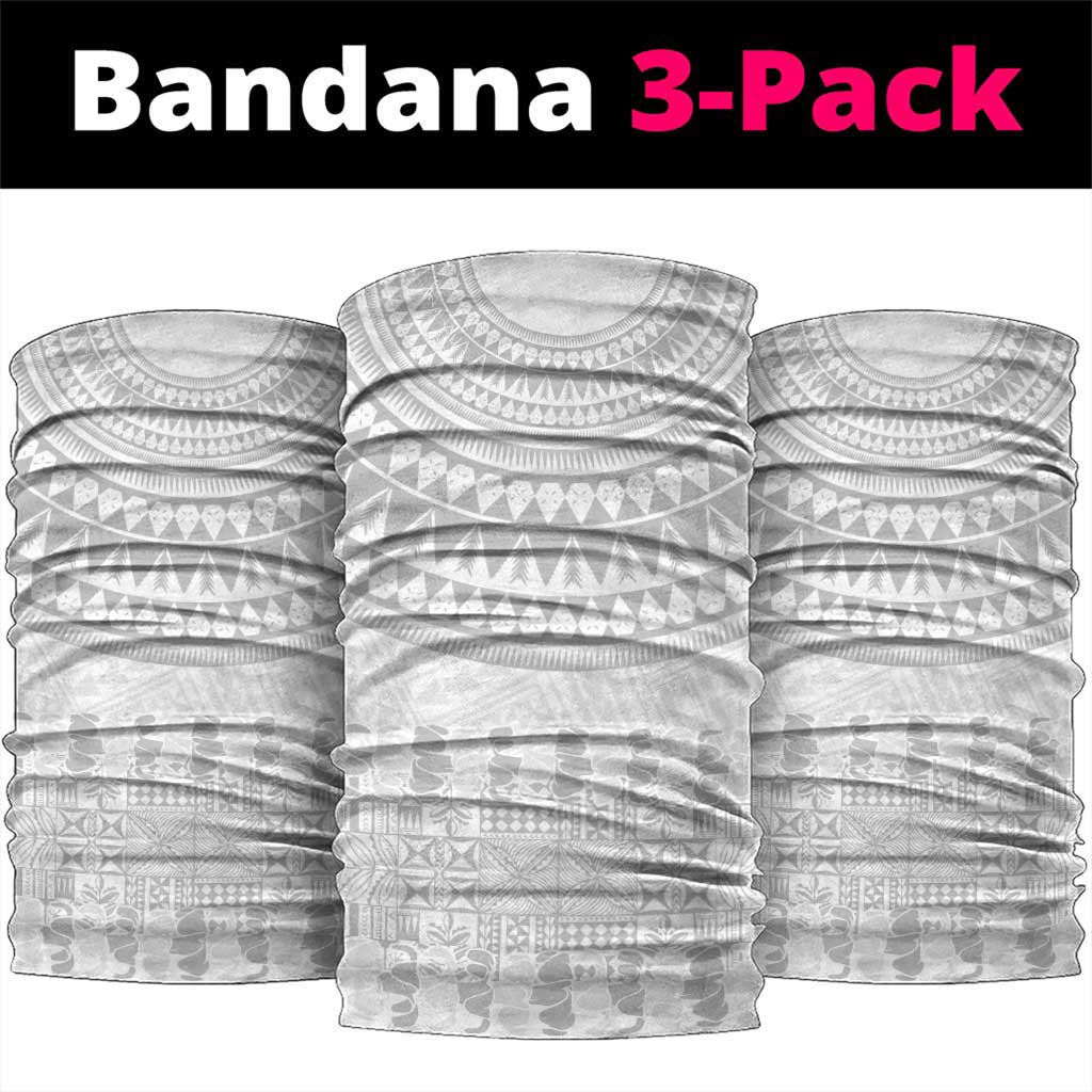 Niue White Sunday Neck Gaiter Tapu Fanau Ia Puakenikeni Hiapo Pattern LT14 package One Size: 25*50cm White - Polynesian Pride