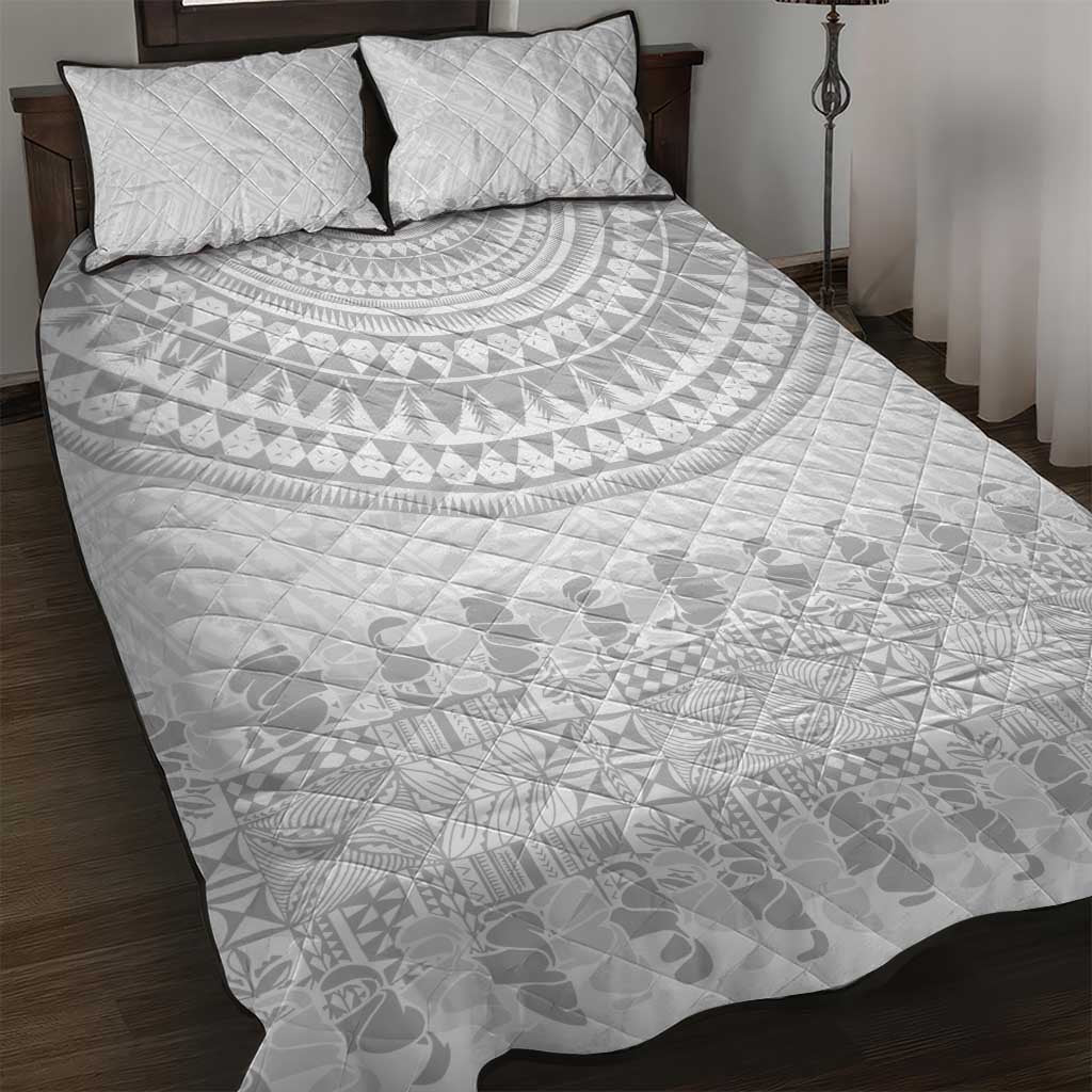 Niue White Sunday Quilt Bed Set Tapu Fanau Ia Puakenikeni Hiapo Pattern LT14 White - Polynesian Pride