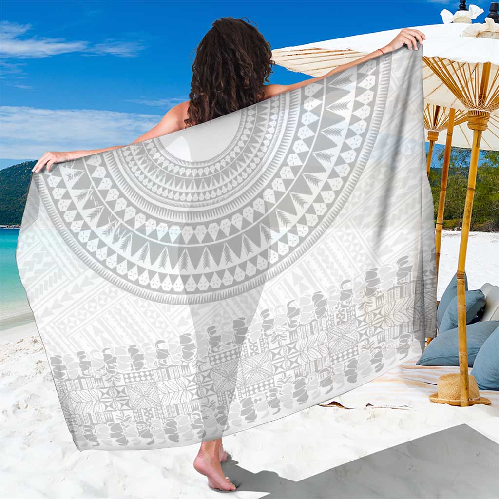 Niue White Sunday Sarong Tapu Fanau Ia Puakenikeni Hiapo Pattern LT14 One Size 44 x 66 inches White - Polynesian Pride