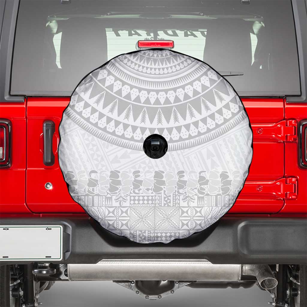 Niue White Sunday Spare Tire Cover Tapu Fanau Ia Puakenikeni Hiapo Pattern LT14 - Polynesian Pride