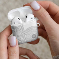 Niue White Sunday AirPods Case Half Hiapo Pattern Vibes LT14 - Polynesian Pride