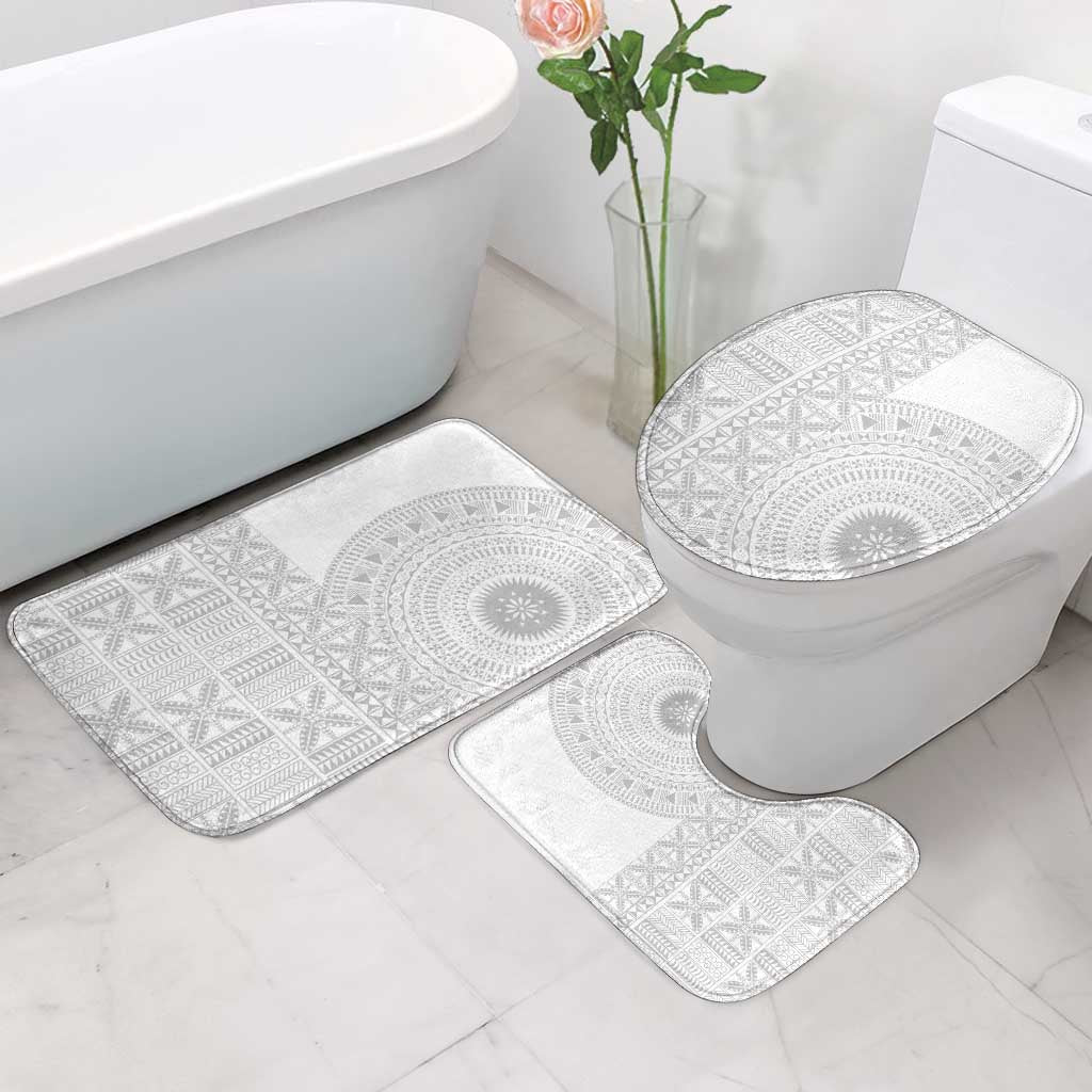 Niue White Sunday Bathroom Set Half Hiapo Pattern Vibes LT14 - Polynesian Pride