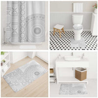 Niue White Sunday Bathroom Set Half Hiapo Pattern Vibes LT14 - Polynesian Pride