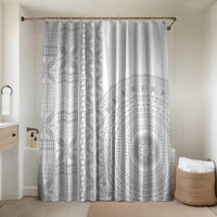 Niue White Sunday Bathroom Set Half Hiapo Pattern Vibes LT14 Shower Curtain Only White - Polynesian Pride