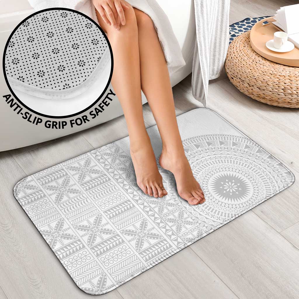 Niue White Sunday Bathroom Set Half Hiapo Pattern Vibes LT14 - Polynesian Pride