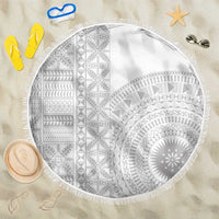 Niue White Sunday Beach Blanket Half Hiapo Pattern Vibes LT14 One Size 150cm White - Polynesian Pride