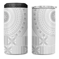 Niue White Sunday 4 in 1 Can Cooler Tumbler Half Hiapo Pattern Vibes LT14 One Size: 16 oz White - Polynesian Pride