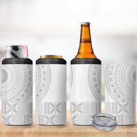 Niue White Sunday 4 in 1 Can Cooler Tumbler Half Hiapo Pattern Vibes LT14 - Polynesian Pride