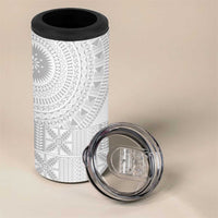 Niue White Sunday 4 in 1 Can Cooler Tumbler Half Hiapo Pattern Vibes LT14 - Polynesian Pride