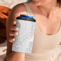 Niue White Sunday 4 in 1 Can Cooler Tumbler Half Hiapo Pattern Vibes LT14 - Polynesian Pride