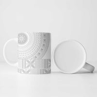 Niue White Sunday Ceramic Mug Half Hiapo Pattern Vibes LT14 - Polynesian Pride