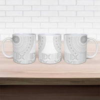 Niue White Sunday Ceramic Mug Half Hiapo Pattern Vibes LT14 - Polynesian Pride