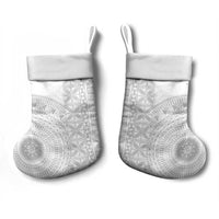 Niue White Sunday Christmas Stocking Half Hiapo Pattern Vibes LT14 - Polynesian Pride