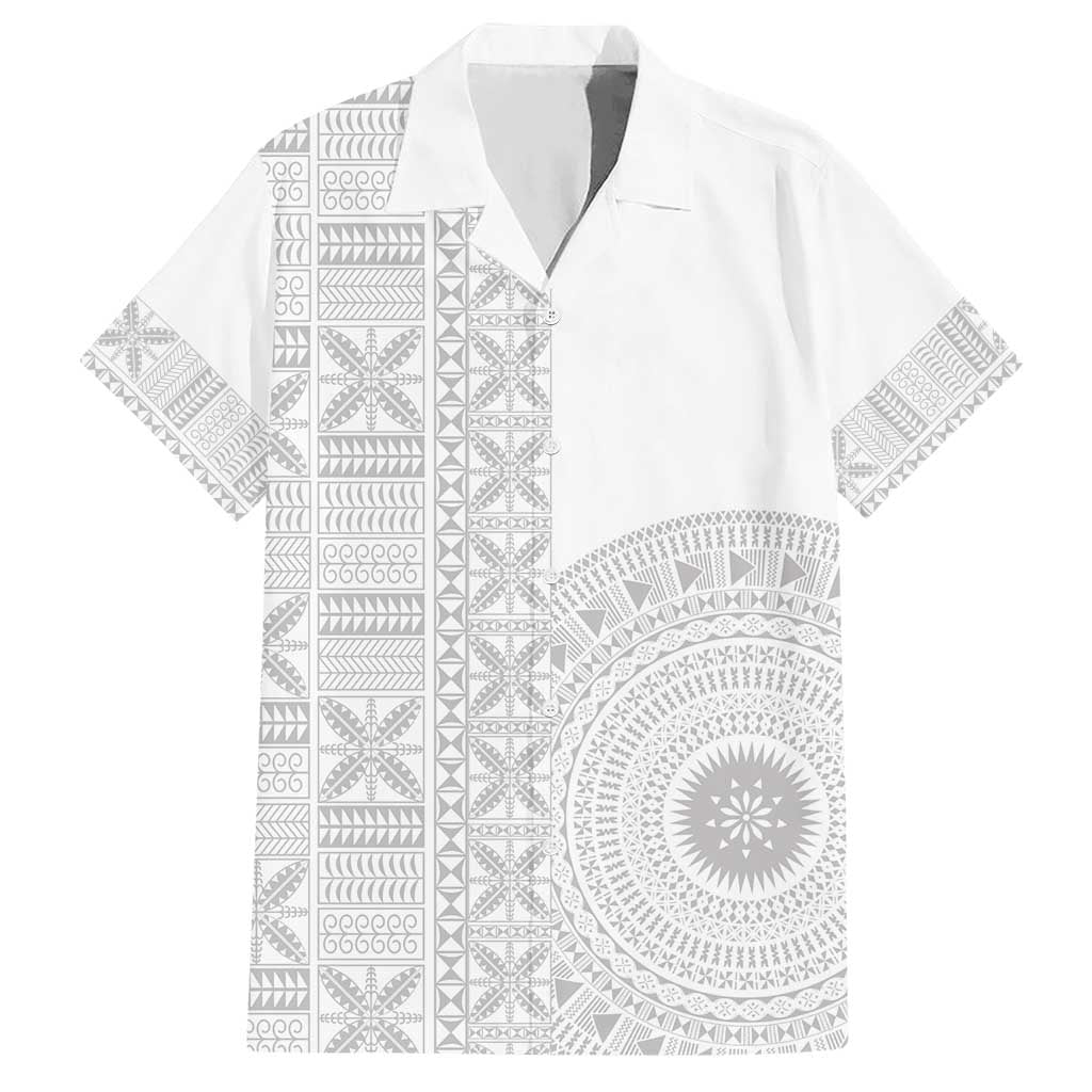 Niue White Sunday Hawaiian Shirt Half Hiapo Pattern Vibes LT14 White - Polynesian Pride