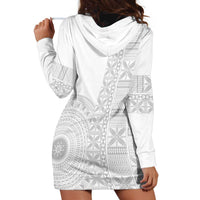 Niue White Sunday Hoodie Dress Half Hiapo Pattern Vibes LT14 - Polynesian Pride