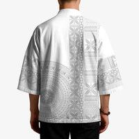 Niue White Sunday Kimono Half Hiapo Pattern Vibes LT14 - Polynesian Pride