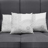 Niue White Sunday Pillow Cover Half Hiapo Pattern Vibes LT14 - Polynesian Pride