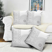 Niue White Sunday Pillow Cover Half Hiapo Pattern Vibes LT14 - Polynesian Pride