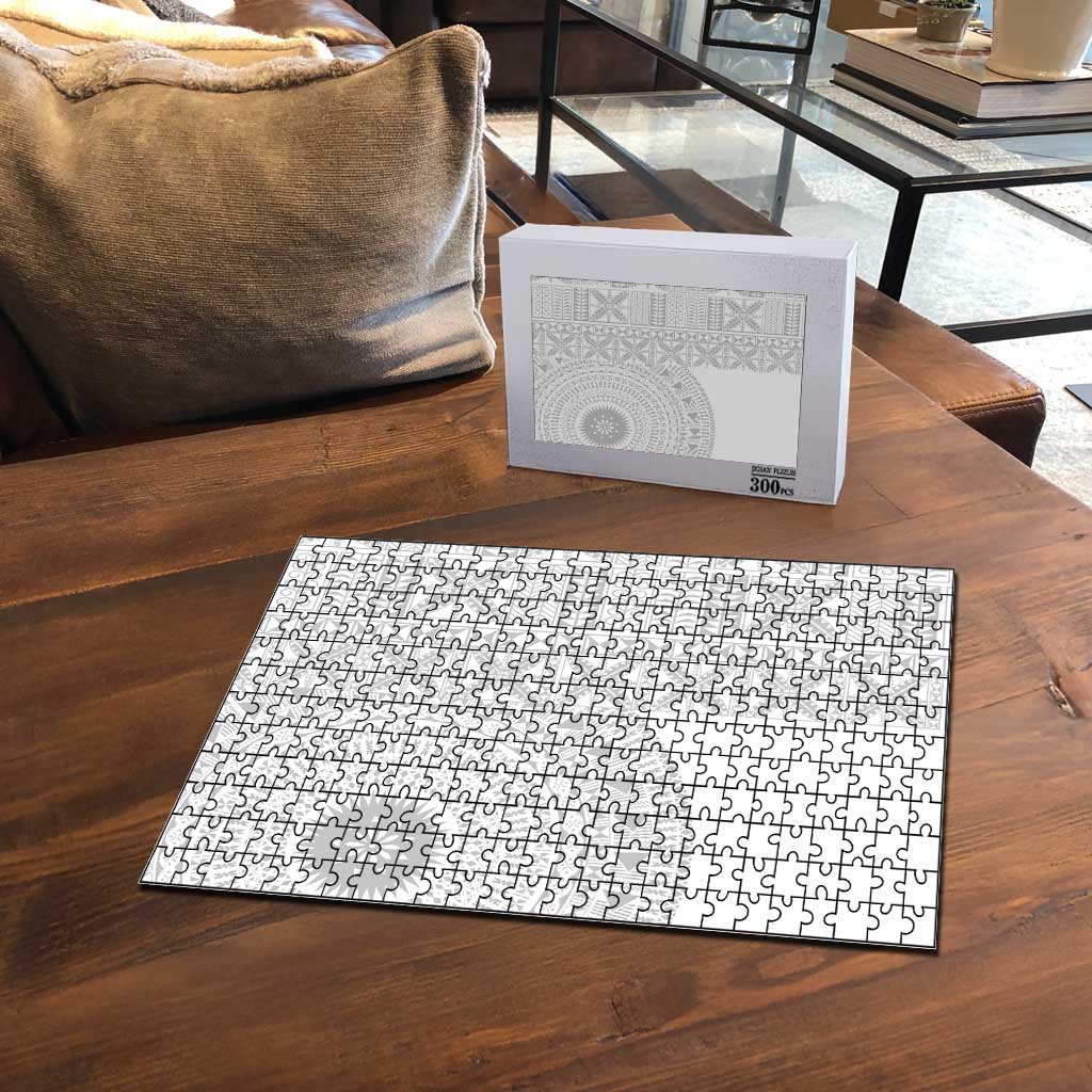 Niue White Sunday Puzzle Half Hiapo Pattern Vibes LT14 - Polynesian Pride