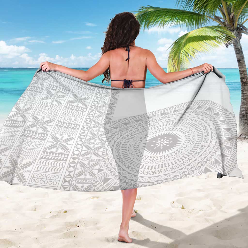 Niue White Sunday Sarong Half Hiapo Pattern Vibes LT14 - Polynesian Pride