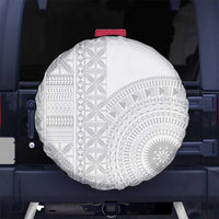 Niue White Sunday Spare Tire Cover Half Hiapo Pattern Vibes LT14 No hole White - Polynesian Pride