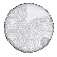 Niue White Sunday Spare Tire Cover Half Hiapo Pattern Vibes LT14 - Polynesian Pride