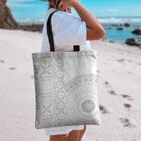Niue White Sunday Tote Bag Half Hiapo Pattern Vibes LT14 - Polynesian Pride